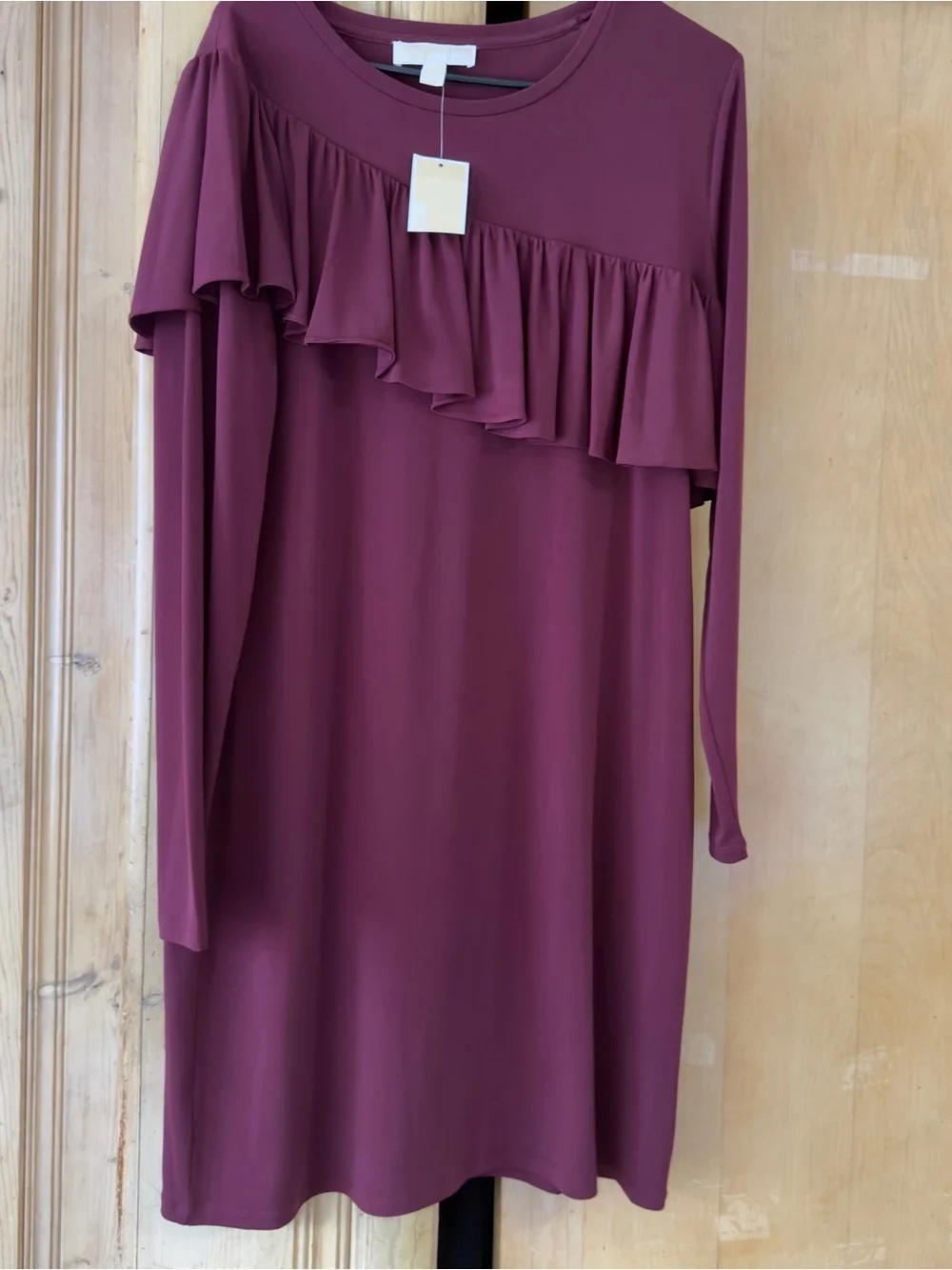 Michael Kors Burgundy Dress with Gold Logo Plate